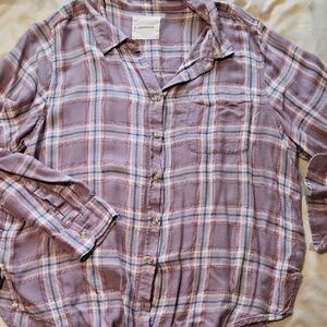 Lucky Brand Purple Plaid Button-Up Shirt